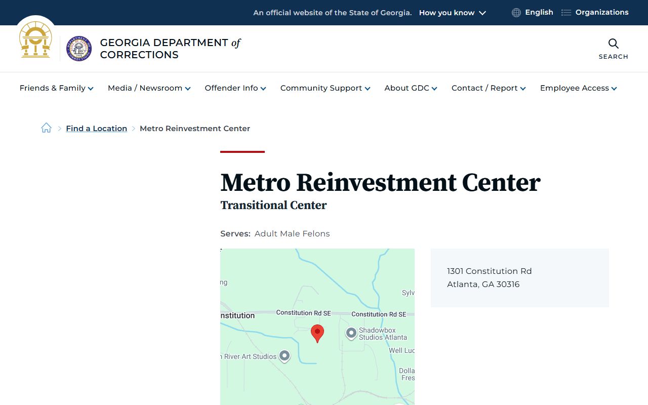 Metro Reinvestment Center GDC facility and inmate search information