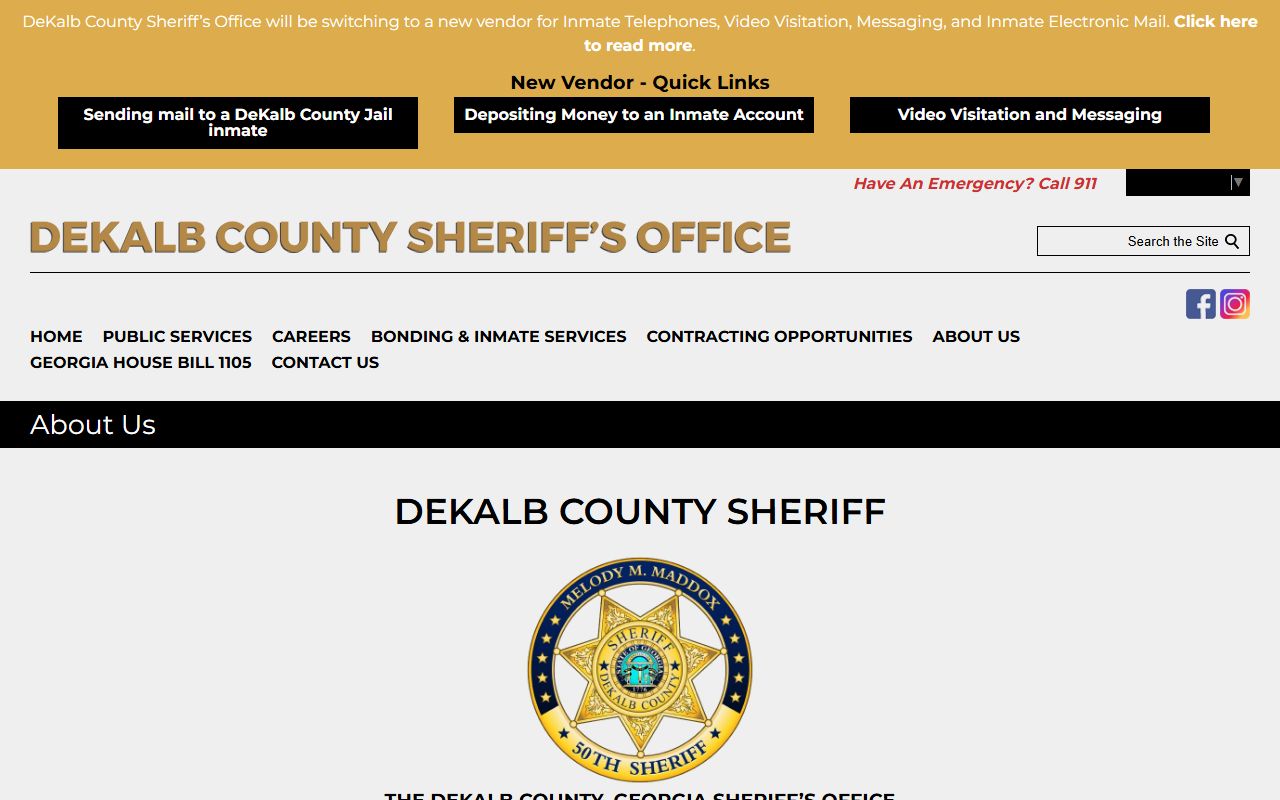 DeKalb County Jail inmate population details on the sheriff About page